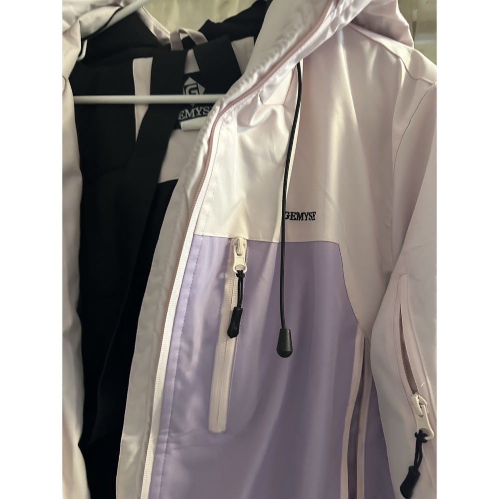 GEMYSE Women's Ski Snow Jacket Hooded Color Block Purple White XL Waterproof - Picture 2 of 7